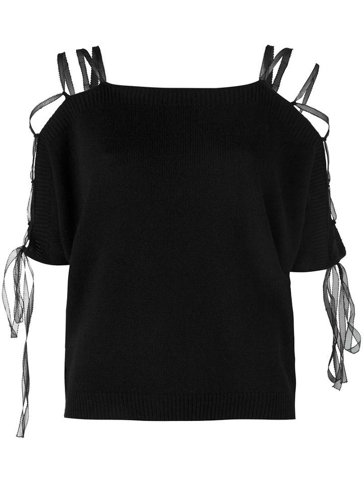 Valentino Lace-up Shoulder Knit, Women's, Size: Xs, Black, Cashmere/silk
