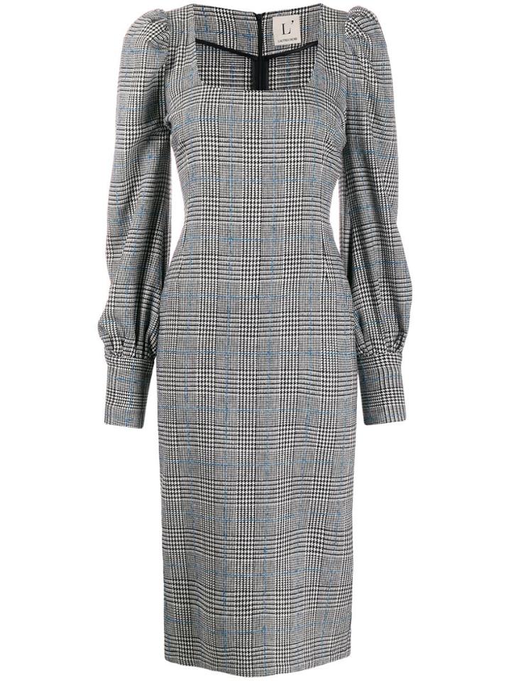 L'autre Chose Checked Fitted Dress - Grey