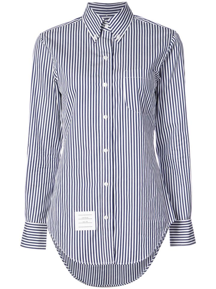 Thom Browne Classic Long Sleeve Button Down Point Collar Shirt With