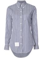 Thom Browne Classic Long Sleeve Button Down Point Collar Shirt With