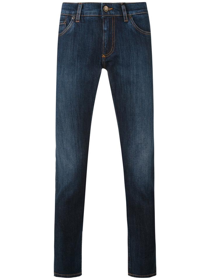 Dolce & Gabbana - Slim Fit Jeans - Men - Cotton/spandex/elastane/zamac/calf Leather - 48, Blue, Cotton/spandex/elastane/zamac/calf Leather