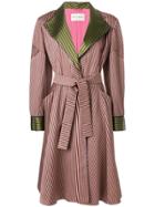 Etro Striped Belted Coat - Pink & Purple