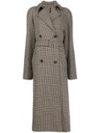Rokh Houndstooth Check Trench Coat - Neutrals