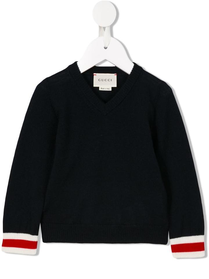 Gucci Kids Web V-neck Jumper, Boy's, Size: 18-24 Mth, Blue