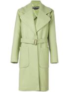 Rochas Belted Coat, Women's, Size: 38, Green, Silk/polyamide/cashmere/wool