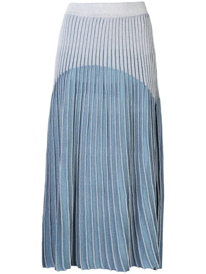 Balmain High-waisted Pleated Skirt - Blue