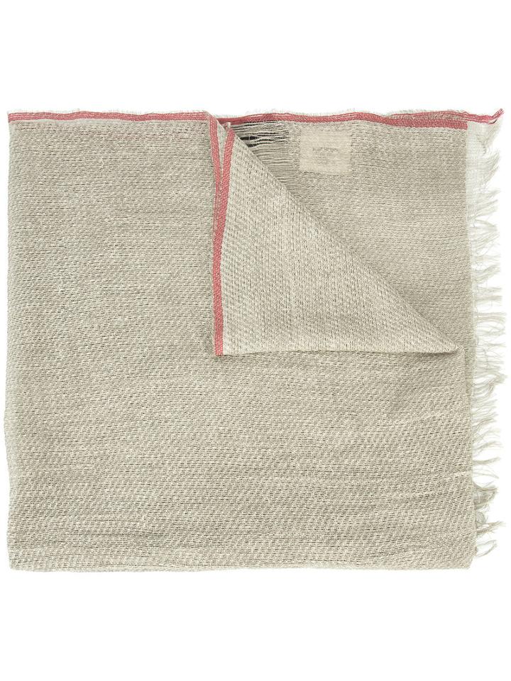 Uma Wang Stripe Detail Scarf, Men's, Nude/neutrals, Cotton