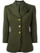 Alexander Mcqueen Three Button Blazer, Women's, Size: 44, Green, Silk/cupro/virgin Wool