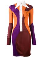 Givenchy - Colour Block Collared Dress - Women - Viscose - 38, Brown, Viscose