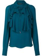 Plein Sud Ruffled Blouse, Women's, Size: 40, Blue, Silk