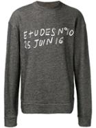 Études Embroidered Sweatshirt, Men's, Size: Medium, Grey, Cotton