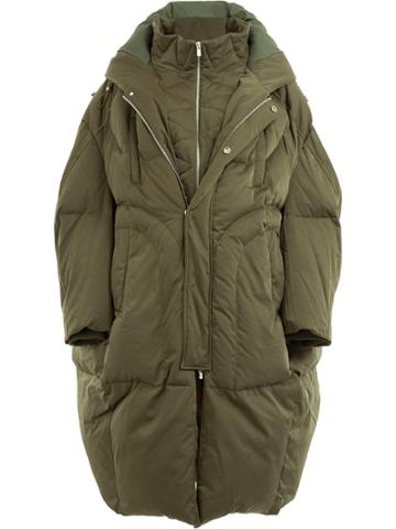Cheng Peng Oversized Padded Coat - Green