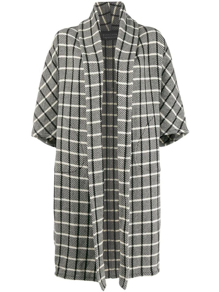 Gianluca Capannolo Check Pattern Oversized Coat - White