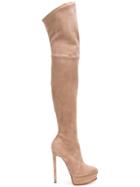 Casadei Stiletto Thigh Length Boots - Nude & Neutrals