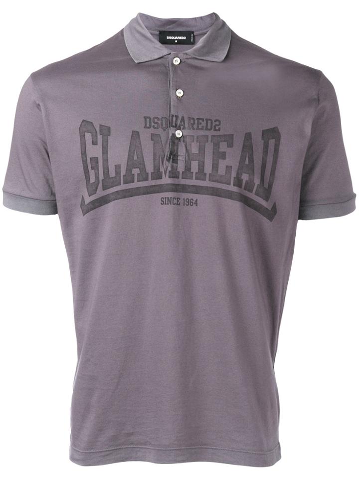 Dsquared2 'glamhead' Polo Shirt - Pink & Purple