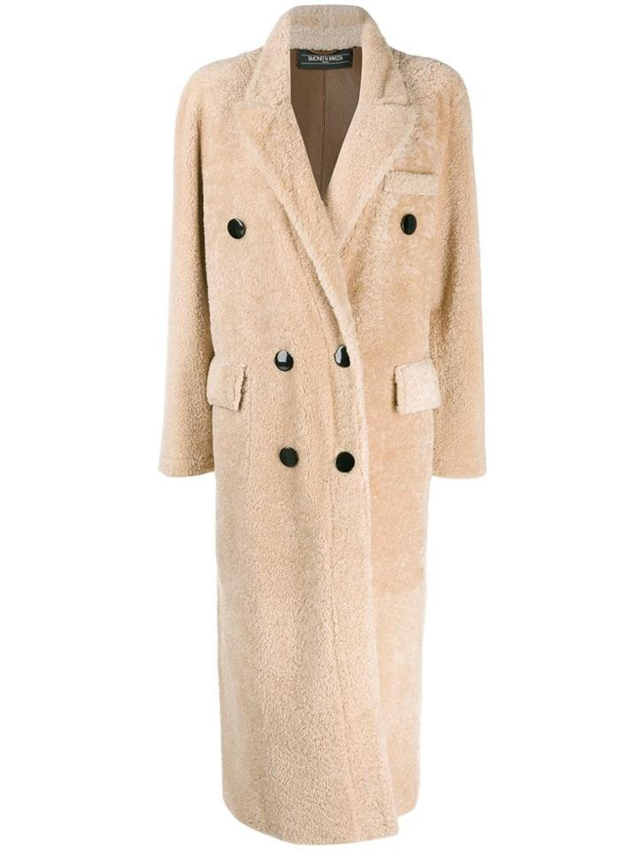 Simonetta Ravizza Shearling Double Breasted Coat - Neutrals