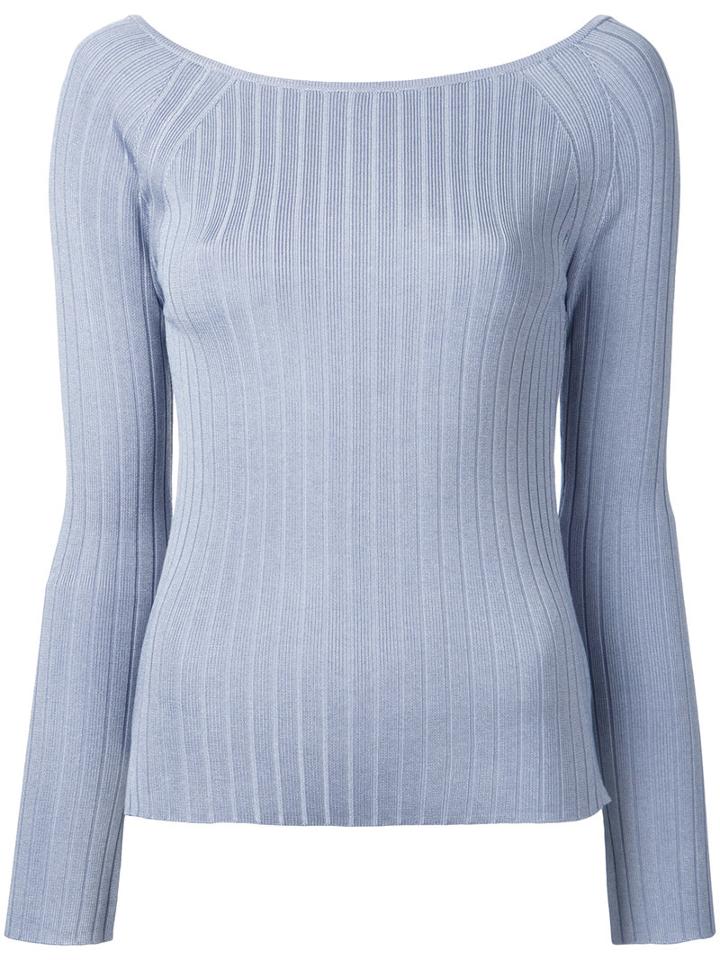 Estnation - Boat Neck Jumper - Women - Rayon/lyocell/silk - 38, Blue, Rayon/lyocell/silk
