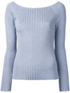 Estnation - Boat Neck Jumper - Women - Rayon/lyocell/silk - 38, Blue, Rayon/lyocell/silk