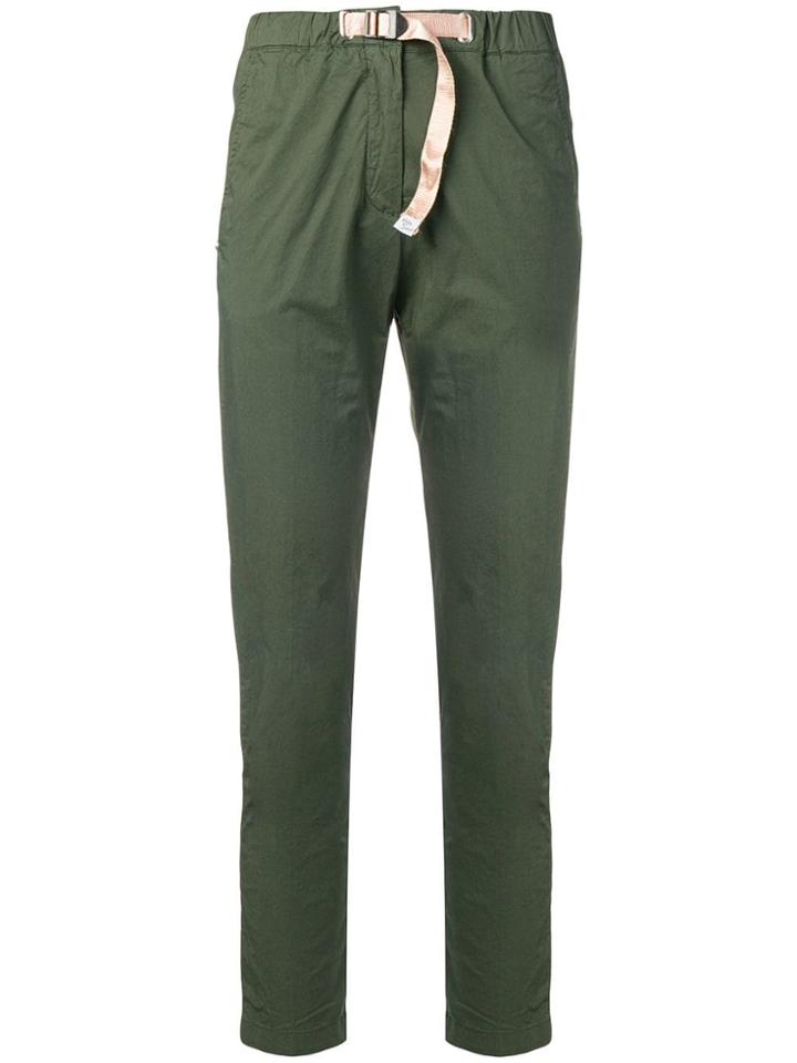 White Sand Cropped Belted Trousers - Green