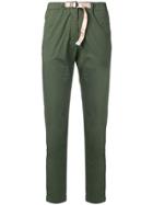 White Sand Cropped Belted Trousers - Green