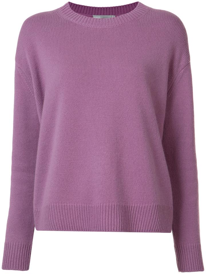 Vince Ribbed Trim Jumper, Women's, Size: Small, Pink/purple, Cashmere