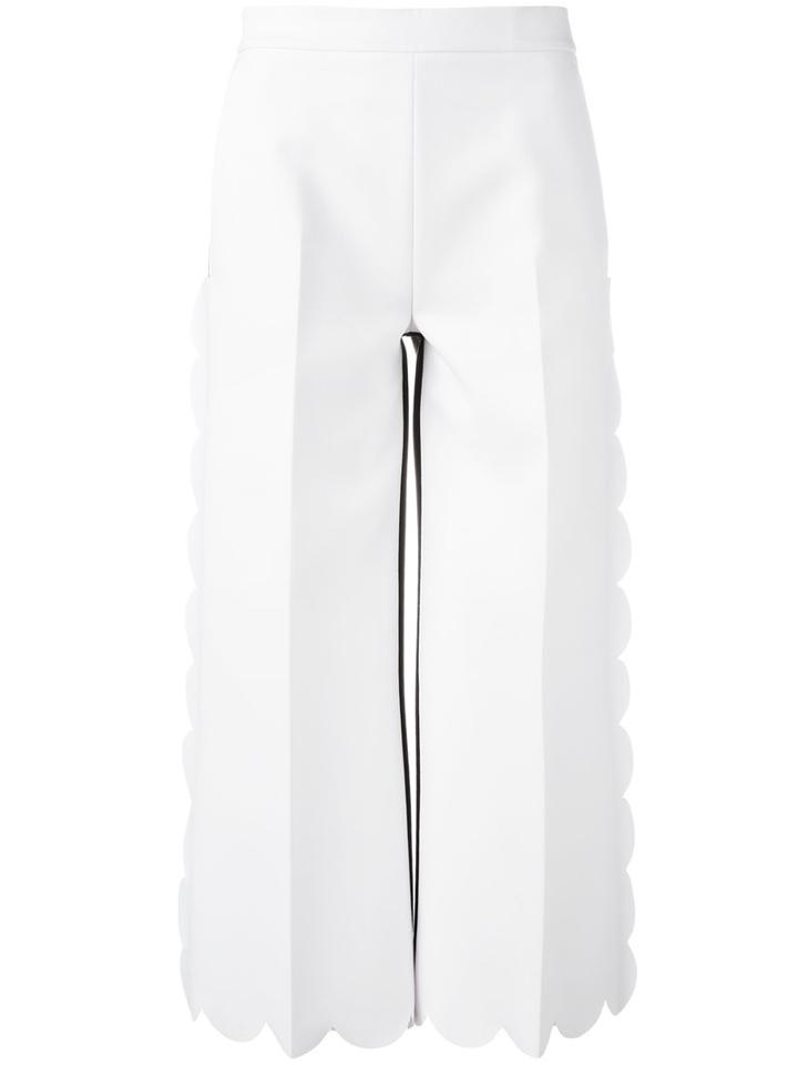 Msgm Contrast Cropped Pants, Women's, Size: 40, White, Polyester/spandex/elastane/viscose