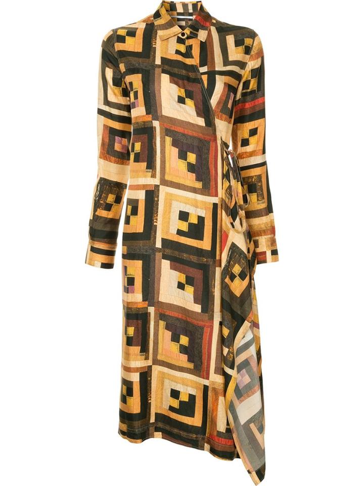 Rosetta Getty Printed Shirt Dress - Brown