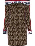 Fendi Fendi Mania Logo Cotton Jersey Dress - Brown