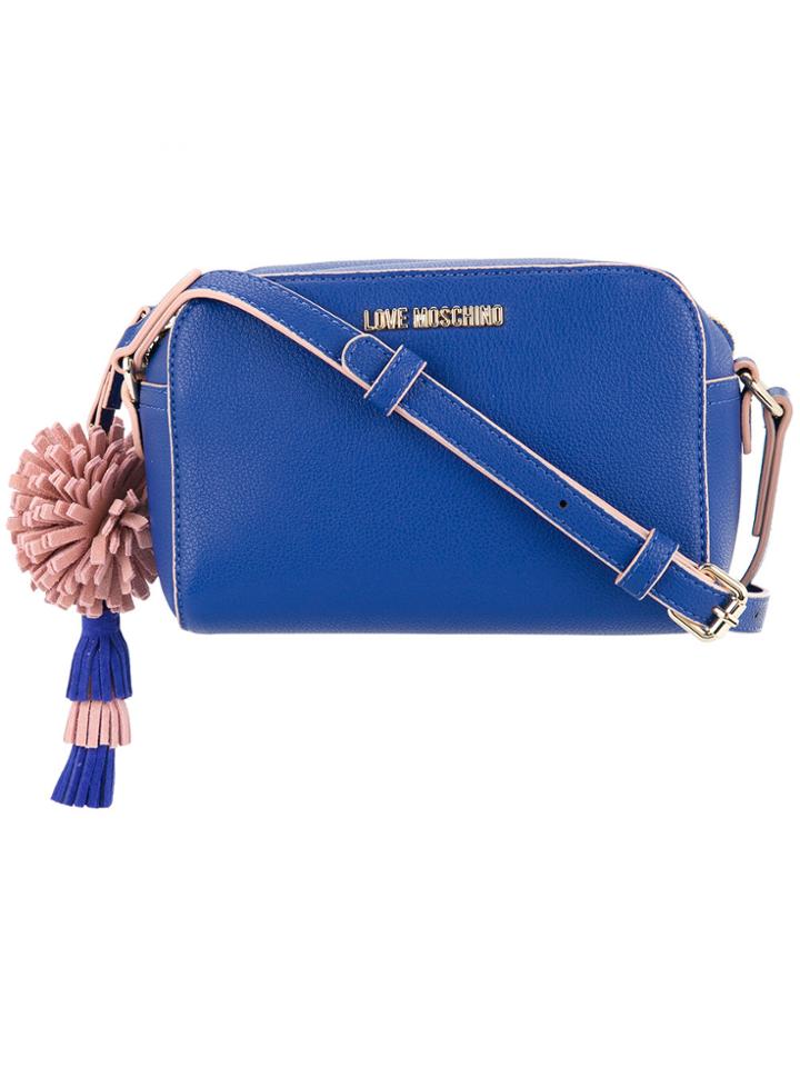 Love Moschino Pompom-detail Crossbody Bag - Blue