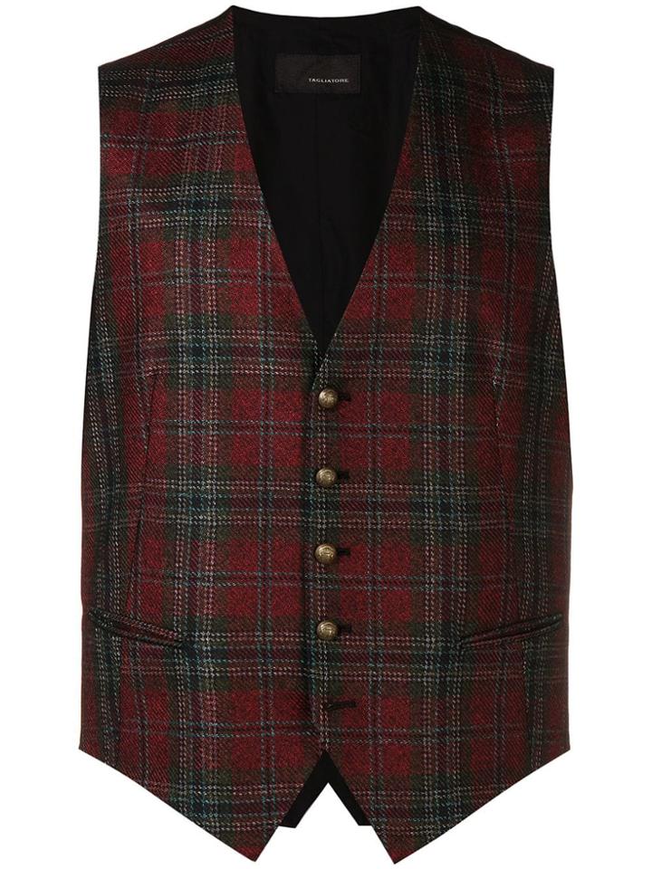 Tagliatore Checked Vest - Black