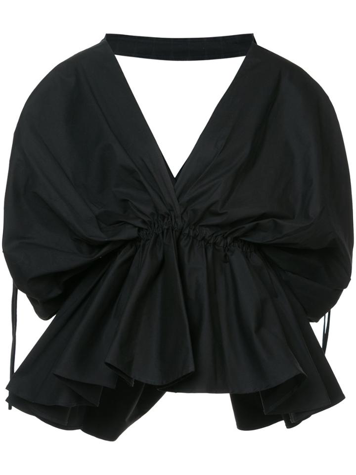 Leal Daccarett Deep V-neck Boxy Blouse - Black