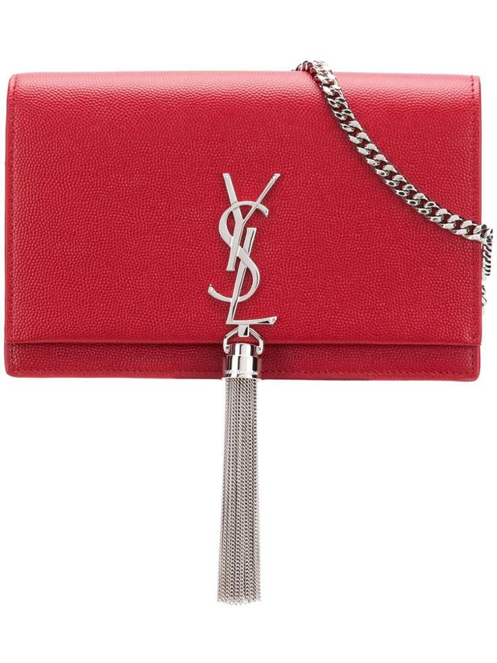 Saint Laurent Small Monogram Tassel Chain Wallet - Red