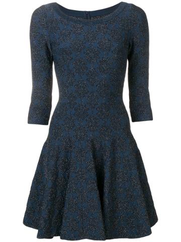 Alaïa Vintage Glitter Detail Flared Dress - Blue
