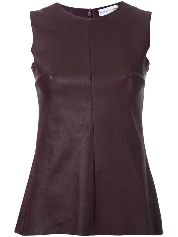 Scanlan Theodore Stretch Leather Tank Top, Women's, Size: 8, Brown, Calf Leather
