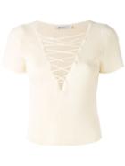 T By Alexander Wang - Deep V-neck Top - Women - Cotton/cashmere - S, Blue, Cotton/cashmere