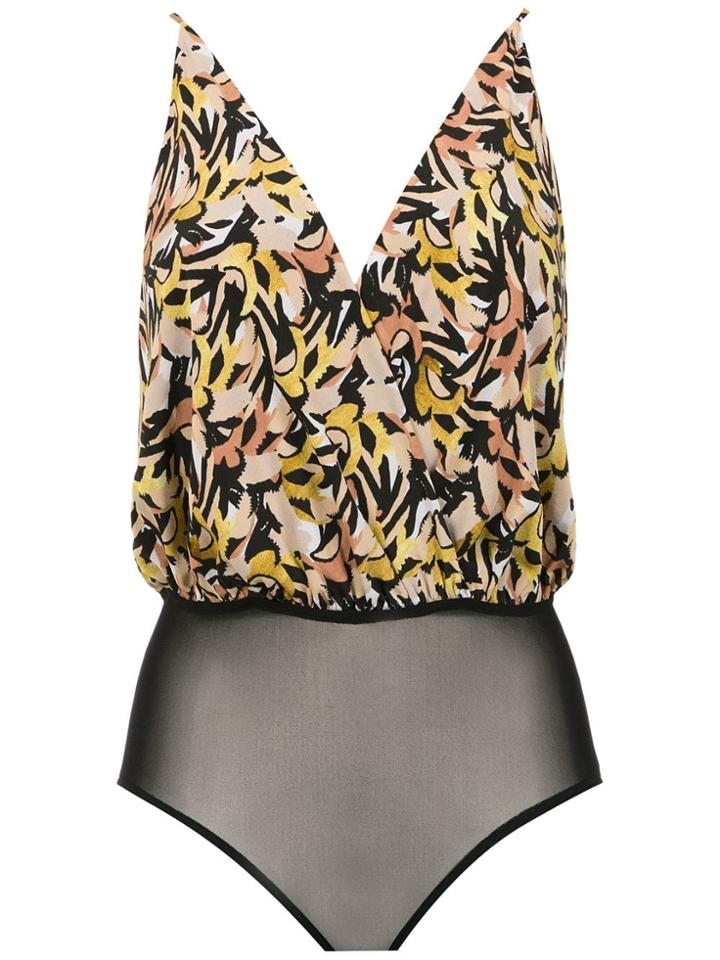 Andrea Marques Cachecoeur Silk Bodysuit - Black