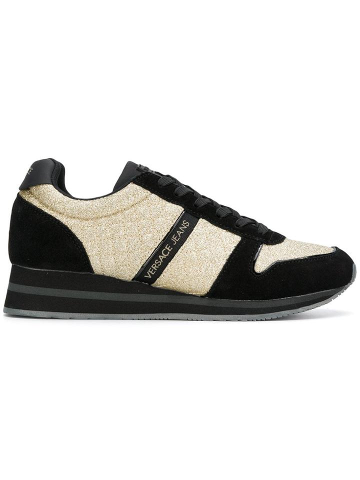 Versace Jeans Glitter Panelled Sneakers - Black