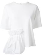 Muveil Ruffled Detailing T-shirt, Women's, Size: 38, White, Cotton/polyester/polyurethane
