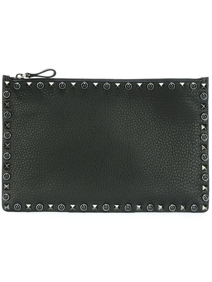 Valentino 'rockstud Rolling' Clutch, Women's, Black