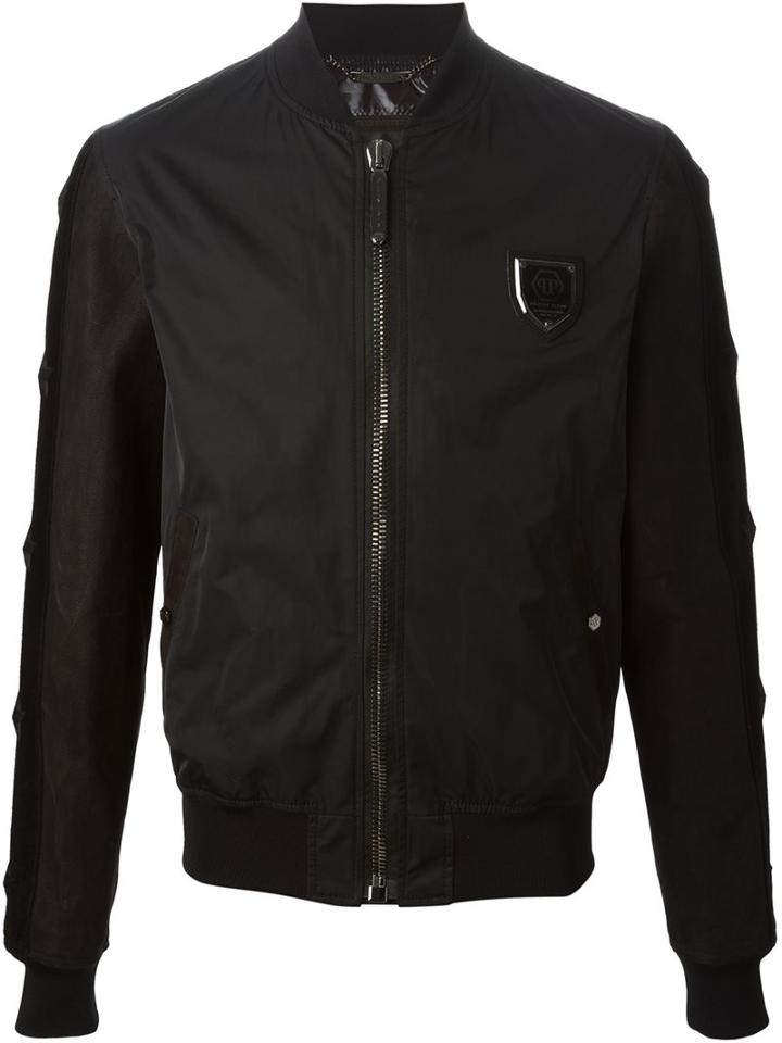Philipp Plein Bomber Jacket, Men's, Size: Xxxl, Black, Leather/viscose
