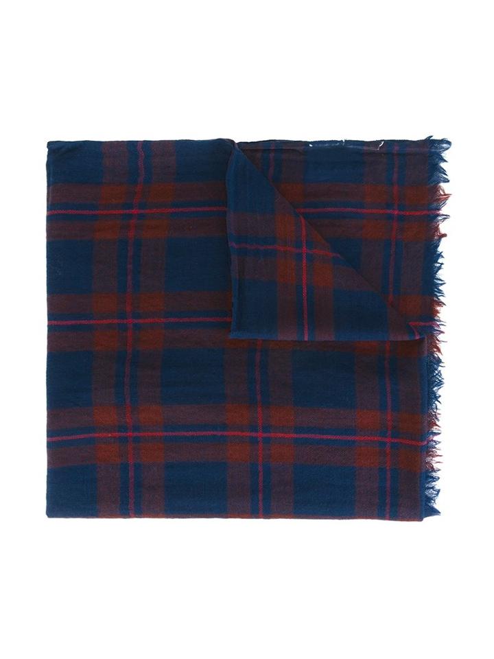 Bellerose Kids Checked Scarf, Kids Unisex, Blue, Wool