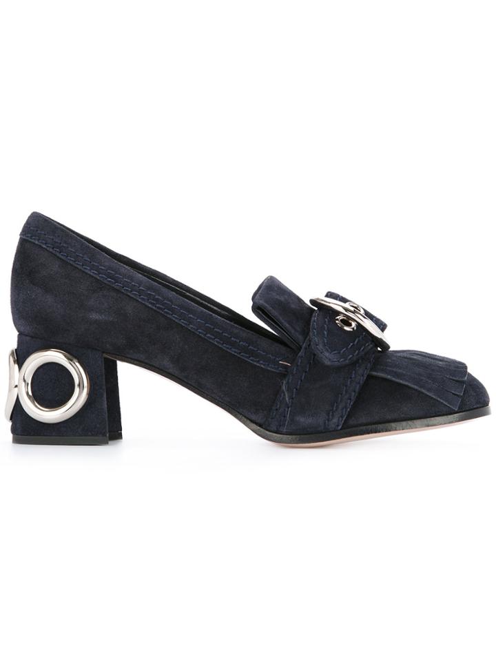 Miu Miu Eyelet Buckle Loafers - Blue