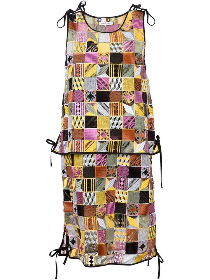 Msgm Embroidered Patchwork Dress