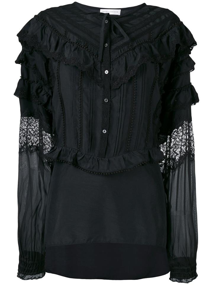 Faith Connexion - Ruffled Shirt - Women - Silk/cotton/polyamide - M, Black, Silk/cotton/polyamide