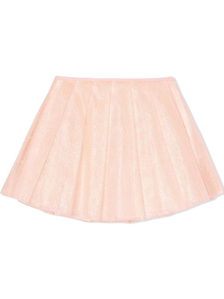 Burberry Kids Teen Pleated Laminated Lace Skirt - Pink