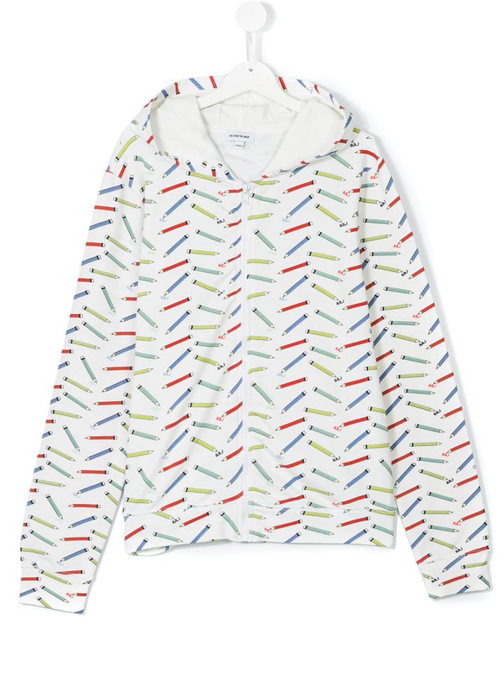 Au Jour Le Jour Kids - Teen Pencil Print Hoodie - Kids - Cotton - 14 Yrs, White