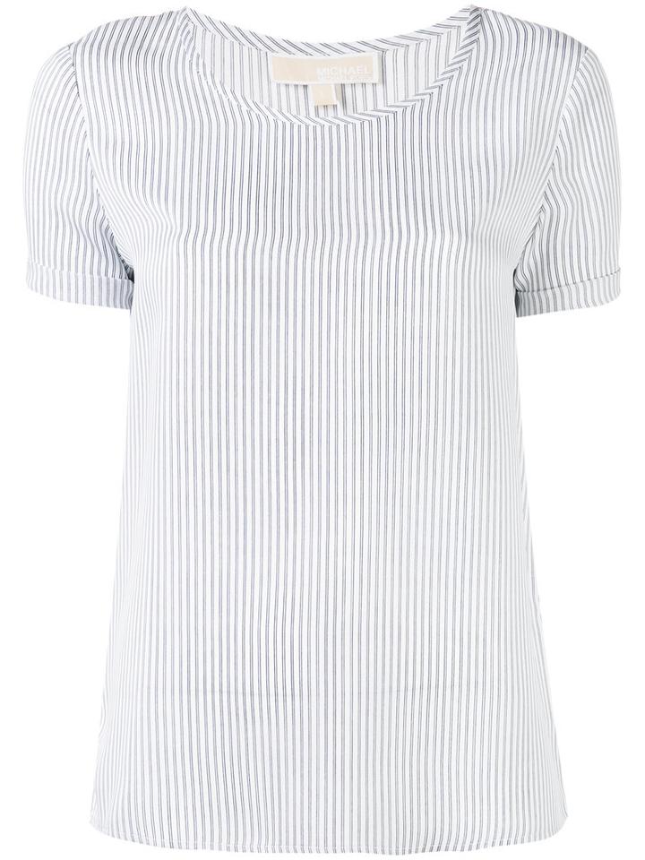 Michael Michael Kors Striped T-shirt, Women's, Size: Medium, Blue, Silk