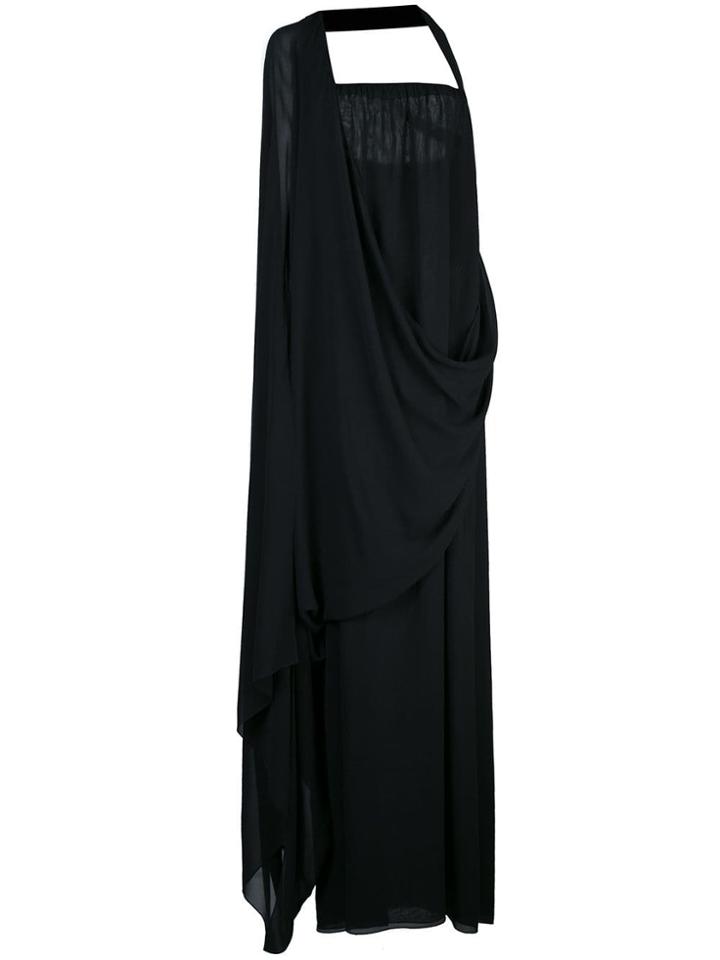 Vera Wang Draped One Shoulder Gown - Black