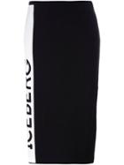 Iceberg Logo Print Skirt, Women's, Size: 40, Black, Polyester/viscose