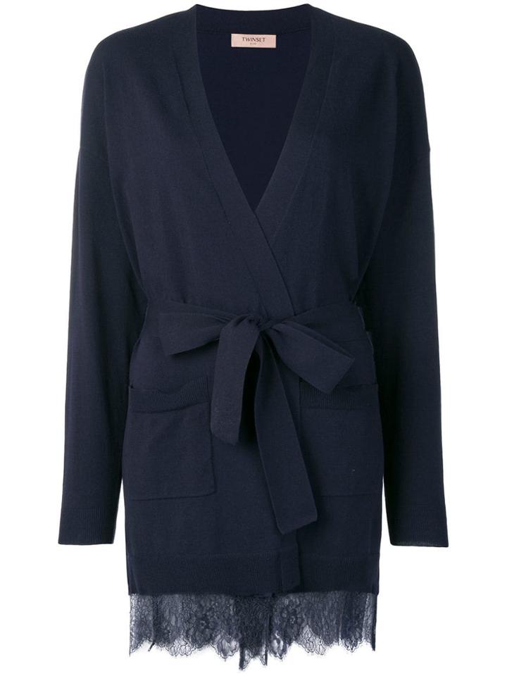 Twin-set Lace Hem Cardigan - Blue